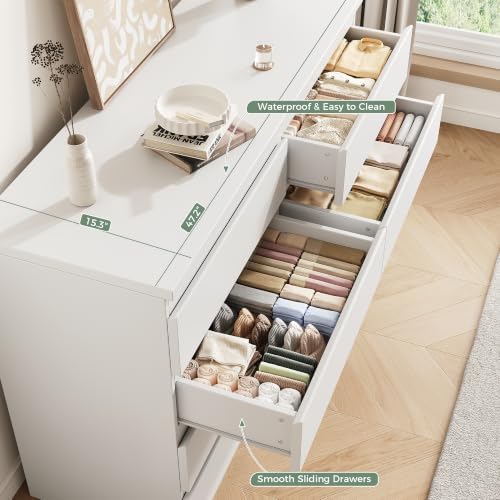 Jocoevol White 8 Drawer Dresser for Bedroom (15.3" D x 55.2" W x 32.3" H) - Image 4