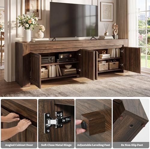 YITAHOME 70 Inch TV Stand with Storage Doors for up to 80" TVs, Dark Walnut - Image 5