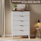 GarveeHome Fluted Dresser for Bedroom with 5 Deep Drawers, White - Image 4