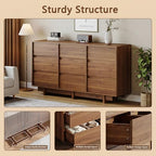 HOUROM Walnut Dresser for Bedroom, 59in Modern 9 Drawer Chest of Drawers - Image 3