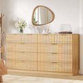 55.1" Wide Fluted 10 Drawer Dresser for Bedroom, Natural by NDOHCUO