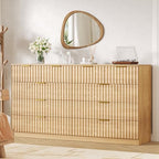 55.1" Wide Fluted 10 Drawer Dresser for Bedroom, Natural by NDOHCUO