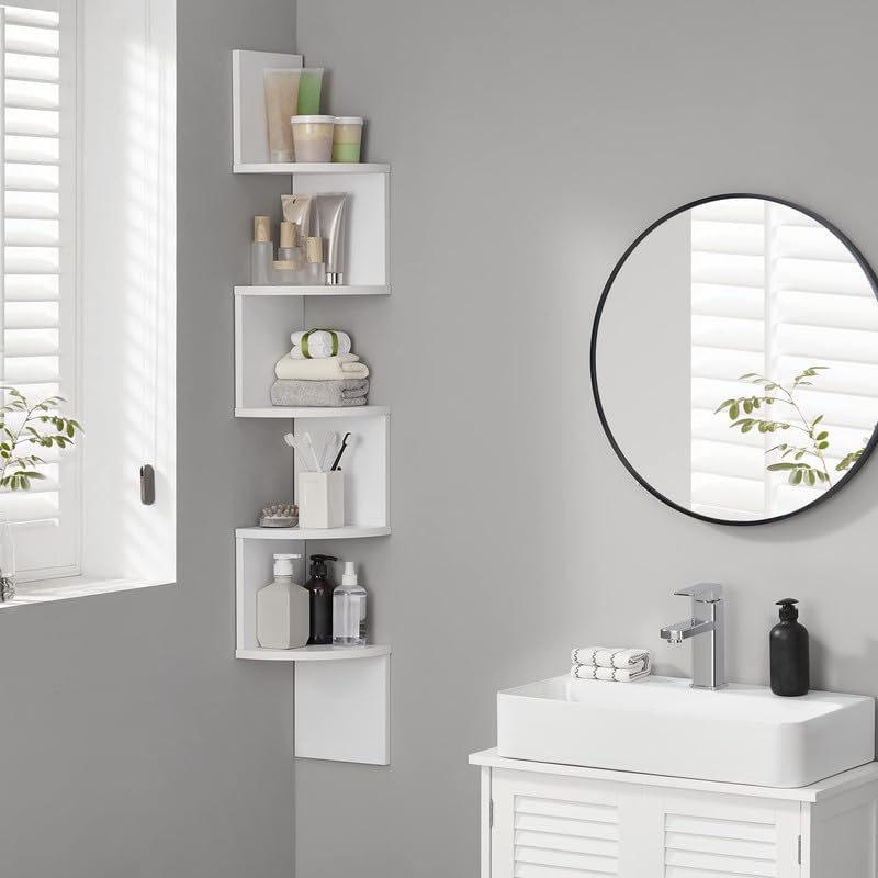 VASAGLE Corner Shelf Wall Mount, 5-Tier Floating Corner Bookshelf - Image 5