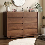 8 Drawer Walnut Dresser for Bedroom, 53" Wide Mid Century Modern Dresser - Image 6