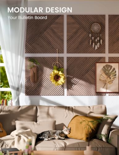 Fluxynara 6-Pack Felt Bulletin Board,Walnut Diamond Chevron-1 - Image 5