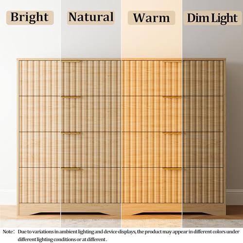 Fluted 8 Drawers Dresser for Bedroom, 55" Wide Wood Dressers, Natural Oak - Image 5