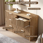 47" Fluted 6 Drawer Dresser for Bedroom, Living Room, Entryway Light Walnut - Image 3