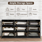 Fluted 9 Drawer Dresser for Bedroom,63" Wide Chest of Drawers w/LED Lights - Image 6