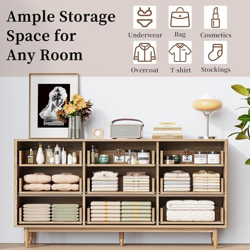 Bifins 60" Wide Fluted Dresser for Bedroom with 9 Drawers - Image 5
