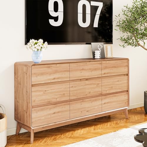 9 Drawer Mid Century Modern Dresser for Bedroom Chest of Drawers for Closet - Image 7