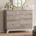 Wodeer 8 Drawer Fluted Dresser for Bedroom, Mid Century Modern Wooden Dresser with 8 Drawers, Dressers & Chests of Drawers with Metal Handle, TV Stand & Storage Organizer for Entryway, Hallway, Grey by WODEER