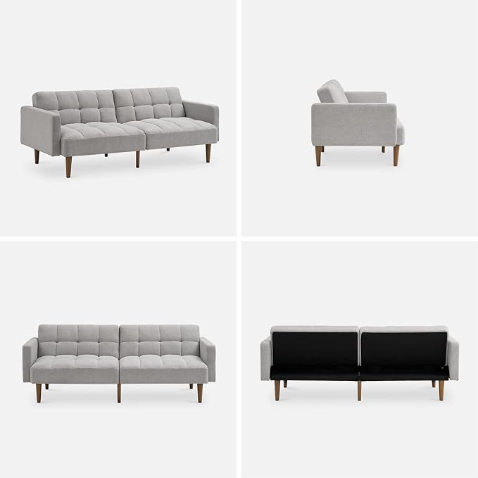 mopio Aaron 76.8" Couch, Small Futon Sofa Bed, Mid Century Modern Futon Couch - Image 8