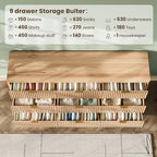 63" Wide Fluted 9 Drawers Dresser for Bedroom,Curved Edge,Oak - Image 5