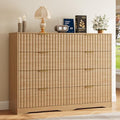 Fluted 8 Drawers Dresser for Bedroom, 55" Wide Wood Dressers, Natural Oak by METOTI