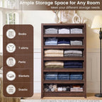 Modern 6 Drawers Dresser for Bedroom, 55.6” Tall Walnut Dressers & Chest of Drawer, Wooden Dresser for Living Room, Hallway, Front Curved & Handleless Design - Image 5