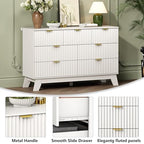 Wodeer 7 Drawer Fluted Dresser for Bedroom, Mid Century Modern Dresser with 7 Drawers, Dressers & Chests of Drawers with Metal Handle, TV Stand & Storage Organizer for Entryway, Hallway, White - Image 5
