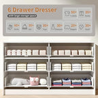 White Dresser with 6 Drawer 55" Wide Fluted Dresser for Bedroom丨Modern Chest of Drawer with Metal Handles, Wood TV Stand for Bedroom, Living Room, Entryway, Hallway, White - Image 3