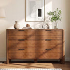 Wodeer 6 Drawer Dresser for Bedroom, 47" Wide Wood Storage Cabinet with Fluted Design, Modern Chest of Drawers & TV Stand for Living Room, Nursery Clothing Organizer with Metal Slides, Anti-Tipping - Image 3