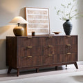 T4TREAM 63" Wide Fluted 9 Drawer Dresser for Bedroom, Dark Walnut by T4TREAMFurniture