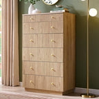 Aitjunz Fluted Dresser for Bedroom with 7 Drawers,45" Tal Modern Chest of Drawers with Metal Handle, Wooden Closet Clothes Storage Organizer for Living Room, Hallway, Natural Oak - Image 5