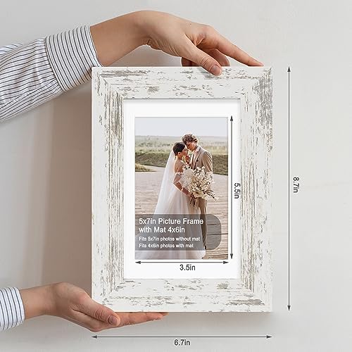 Hongkee 5x7 Picture Frame Set of 4, Made of Real Glass and Multicolour Wooden Frame, 5 by 7 Photo for Wall or Tabletop - Display Picture 4x6 with Mat or 5x7 Without Mat - Image 2