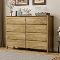 Furniway 55" Wide 8 Drawer Wood Dresser for Bedroom with Legs, Natural Oak by Furniway