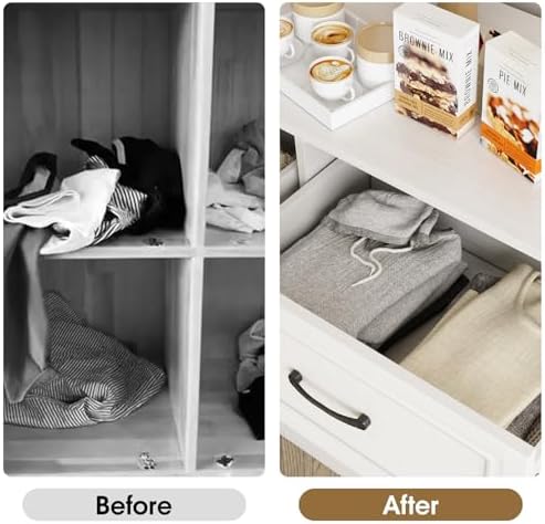 Fameill Dresser for Bedroom, 6 Drawer Wide Dresser Organizer with Charging Station for Hallway with Metal Handles, Woodgrain White - Image 6
