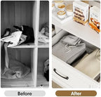 Fameill Dresser for Bedroom, 6 Drawer Wide Dresser Organizer with Charging Station for Hallway with Metal Handles, Woodgrain White - Image 6
