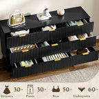 HUANLEGO Fluted Dresser for Bedroom with 9 Drawers, Black - Image 6