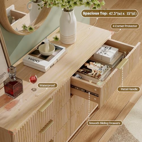 Modern Dressers and Nightstands Set 4-Piece, 2 Nightstands + 5 + 6-Drawers - Image 4
