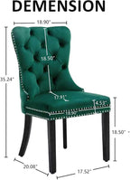 KCC Velvet Dining Chairs Set of 2, Upholstered High-end Tufted Dining Room Chair - Image 3