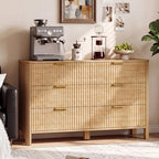 Wodeer 6 Drawer Dresser for Bedroom, 47" W Wood Storage Cabinet with Fluted Design, Modern Chest of Drawers & TV Stand for Living Room, Nursery Clothing Organizer with Metal Slides, Anti-Tipping - Image 3