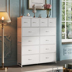 WLIVE 12 Drawer Tall White Fabric Dresser Bedroom Storage Chest - Image 2