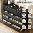 LYNSOM Black Fluted 8 Drawer Dresser for Bedroom, Curved Edge, 50" Wide - Image 4
