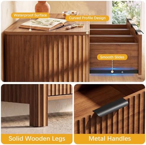 Wodeer 9 Drawer Dresser for Bedroom, 62" W Wide Wood Storage Cabinet with Fluted Design, Modern Chest of Drawers & TV Stand for Living Room, Nursery Clothing Organizer with Metal Slides, Anti-Tipping - Image 6