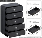 Standifurno 29.5’’ W Dresser for Closet, Black Drawers with Curved Design, Chest Drawer with 5 Drawers, Vertical Drawer with Large Storage, Wooden Dresser for Living Room, Nursery, Entryway - Image 3