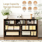 7 Drawer Fluted Dresser with Deep Drawers for Bedroom, Walnut丨55 Wide Mid Century Dresser, Modern Chest of Drawers, Wood TV Stand Storage Organizer for Closet, Living Room, Hallway - Image 4