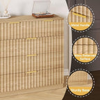 55.1" Wide Fluted 10 Drawer Dresser for Bedroom, Natural - Image 4