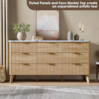 GarveeHome Fluted Dresser for Bedroom with 9 Deep Drawers, Natural Oak - Image 4