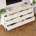 Fluted Dresser for Bedroom with 8 Drawers, Wooden Dresser with Metal Handle, White Dresser for Bedroom, Wood Closet for Hallway, Modern Storage Organizer for Living Room BDR104WW - Image 6