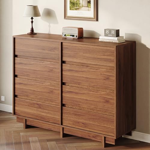 HOUROM Walnut Dresser for Bedroom, 53in Modern 8 Drawer Chest of Drawers - Image 7
