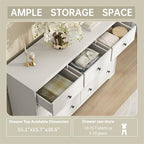 55 Inch Wide White Dresser for Bedroom, 9 Drawer Dresser with Large Drawers, Wood Chest for Living Room, Hallway - Image 3
