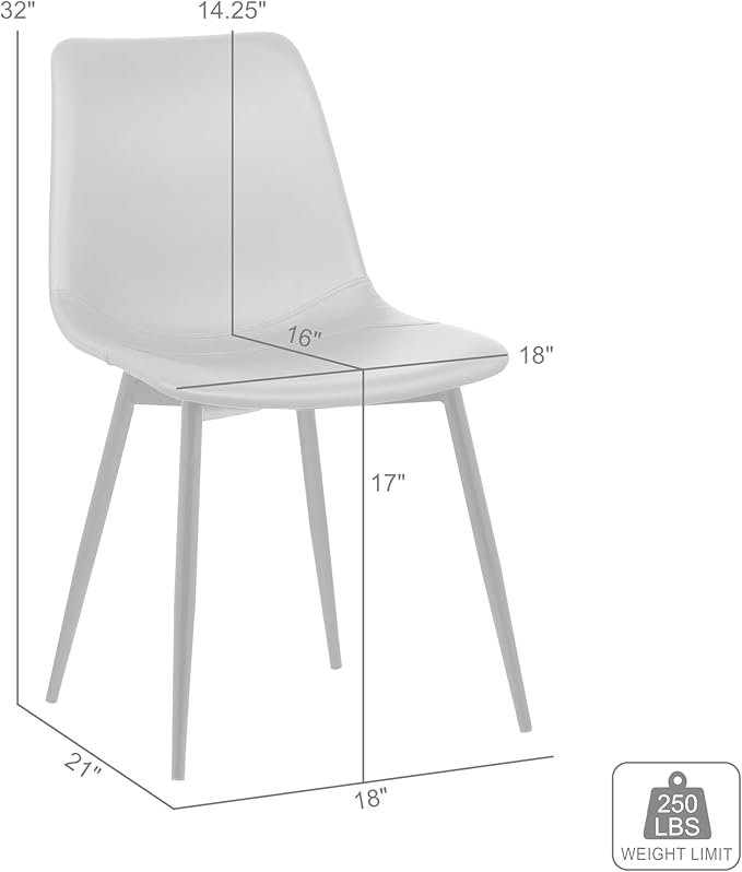 Armen Living Monte Mid Century Modern Dining Accent Chair - Image 3