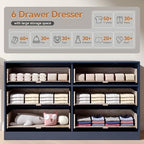 Blue Dresser with 6 Drawer 55" Wide Fluted Dresser for Bedroom丨Modern Chest of Drawer with Metal Handles, Wood TV Stand for Bedroom, Living Room, Entryway, Hallway, Blue - Image 4