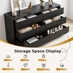 Karl home Black 6 Drawer Fluted Dresser, Modern Storage Chest of Drawers - Image 4