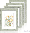 Hongkee 8x10 Picture Frame Set of 4, Made of Real Glass and Sage Green Wooden Frame, 8 by 10 Photo for Wall or Tabletop - Display Picture 5x7 with Mat or 8x10 Without Mat by Hongkee