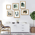 Hongkee 8x8 Picture Frames Set of 4, Made of Glass and Natural Oak Wooden Frame - Display Picture 6x6 with Mat or 8 x 8 Without Mat, 8 by 8 Photo for Wall or Tabletop - Image 4