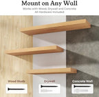 24" Natural Oak Color Floating Shelves 12inch Deep Shelf, Set of 2 - Image 5
