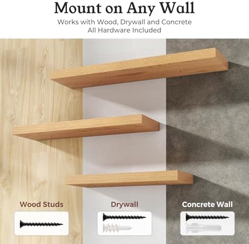 30" Natural Oak Color Floating Shelves 12inch Deep Shelf, Set of 2 - Image 5
