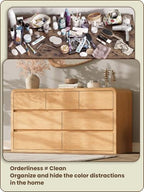 Modern 54" Wide 7 Drawers Dresser with Curved Profile Design,Oak - Image 5